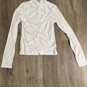 Chic White Ruched Long Sleeve Top new